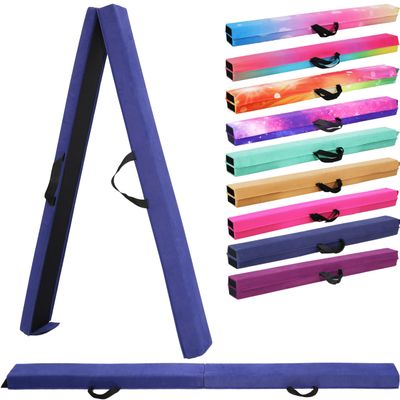 6FT/9FT Folding Balance Beam for Kids ages 3-39- Foldable Gymnastics Floor Beam,Anti-Slip ,Carrying Bag, Faux Suede Covered,EVA foam,Gymnastics Equipment for Kids Training At Home,School,Gym Center