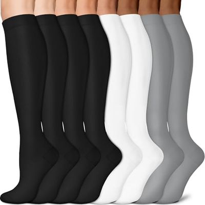 Sooverki Graduated Copper Compression Socks for Men & Women Circulation 8 Pairs 15-20mmHg - Best for Running Athletic Cycling