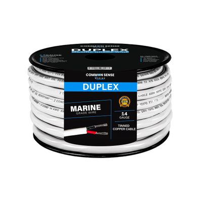 14 Gauge 2 Conductor Marine Wire - 100x2 ft Duplex Round Marine Grade Wire Tinned Copper Oxygen-Free Insulated - 12/2 AWG UL 1426 Standard PVC Wire for Boat, Automotive, Speakers, Camper & Trailers