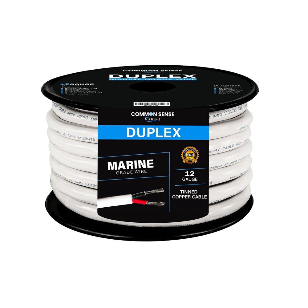 12 Gauge 2 Conductor Marine Wire - 100x2 ft Duplex Round Marine Grade Wire Tinned Copper Oxygen-Free Insulated - 12/2 AWG UL 1426 Standard PVC Wire for Boat, Automotive, Speakers, Camper & Trailers