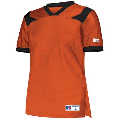 Russell Athletic Ladies Phenom6 Flag Football Jersey Elite Performance Mesh Football Shirt for Women, Perfect for Team Play & Training, Burnt Orange/Black XS