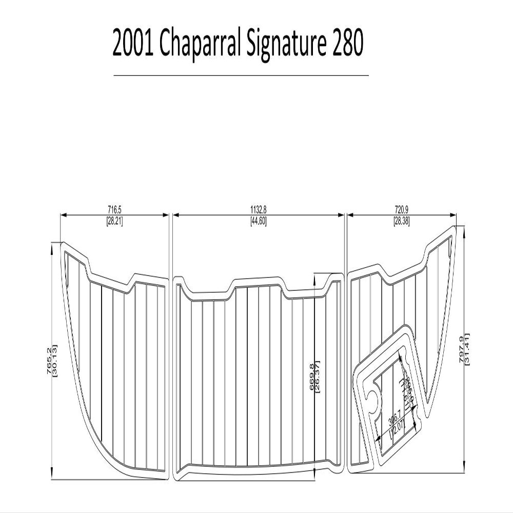 JZ 2001 Chaparral Signature 280 Swim Step Pad Boat EVA Teak Decking 1/4" 6mm (Dark Grey+Black)