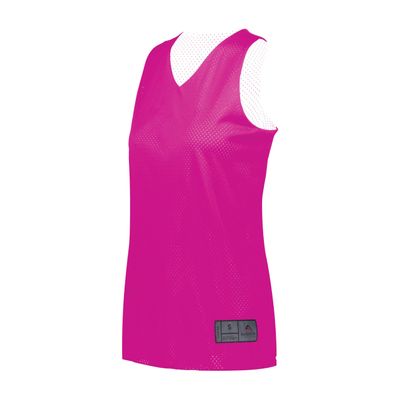 Augusta Sportswear Womens Tricot Mesh Reversible 2.0 Jersey, Power Pink/White, 2XL