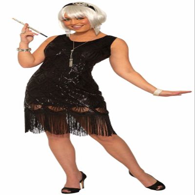 Forum Novelties Women's Roaring 20s Black Fringe Flapper Dress, As Shown, XS/Small