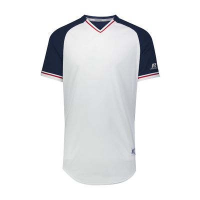 Russell Athletic Youth Classic V-Neck Jersey White/Navy/True Red L