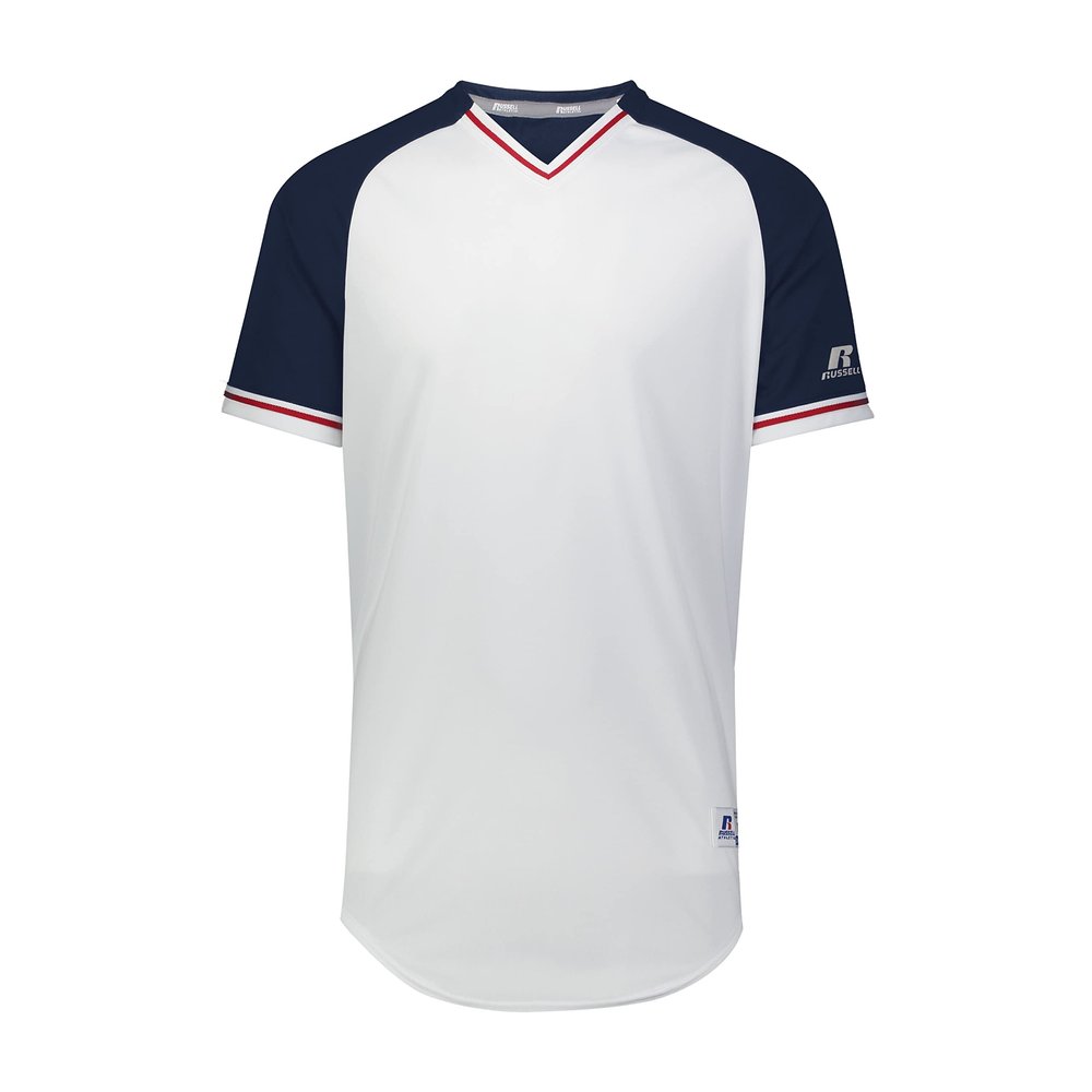 Russell Athletic Youth Classic V-Neck Jersey White/Navy/True Red L
