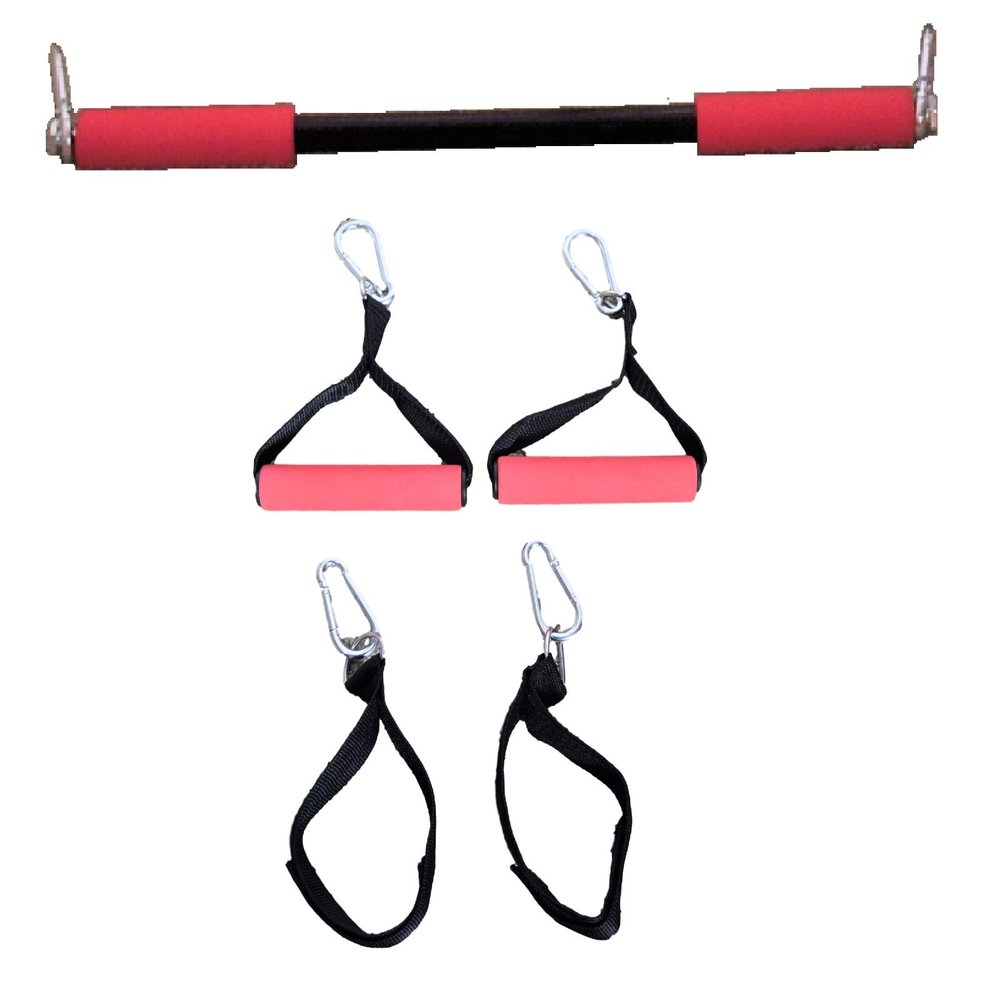 Tower 200 Universal Door Gym Parts Accessories, Straight Bar, 2 Handles, 2 Ankle Straps Set