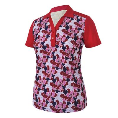 Monterey Club Women's Dandy Contrast Polo Shirt #2392 (Red/Navy/White, Large)