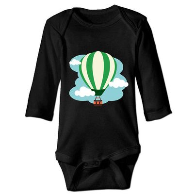 Hot Air Balloon Romper Baby Boys Girls Bodysuit Long Sleeve Jumpsuit T Shirt for Baby 100% Organic Cotton Black