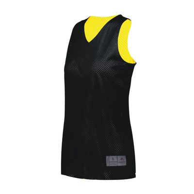 Augusta Sportswear Womens Tricot Mesh Reversible 2.0 Jersey, Black/Gold, L