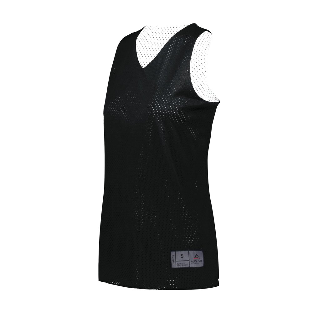 Augusta Sportswear Womens Tricot Mesh Reversible 2.0 Jersey, Black/White, XS