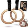 New Grey Fox Premium Numbered 1.1" Wooden Gymnastic Rings with Adjustable Straps Olympic Size: Chalk, Non-Slip Buckle |Full Body Suspension |Bodyweight Calisthenics |Home Gym Equipment |Fitness Gifts view 1