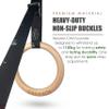 New Grey Fox Premium Numbered 1.1" Wooden Gymnastic Rings with Adjustable Straps Olympic Size: Chalk, Non-Slip Buckle |Full Body Suspension |Bodyweight Calisthenics |Home Gym Equipment |Fitness Gifts view 4