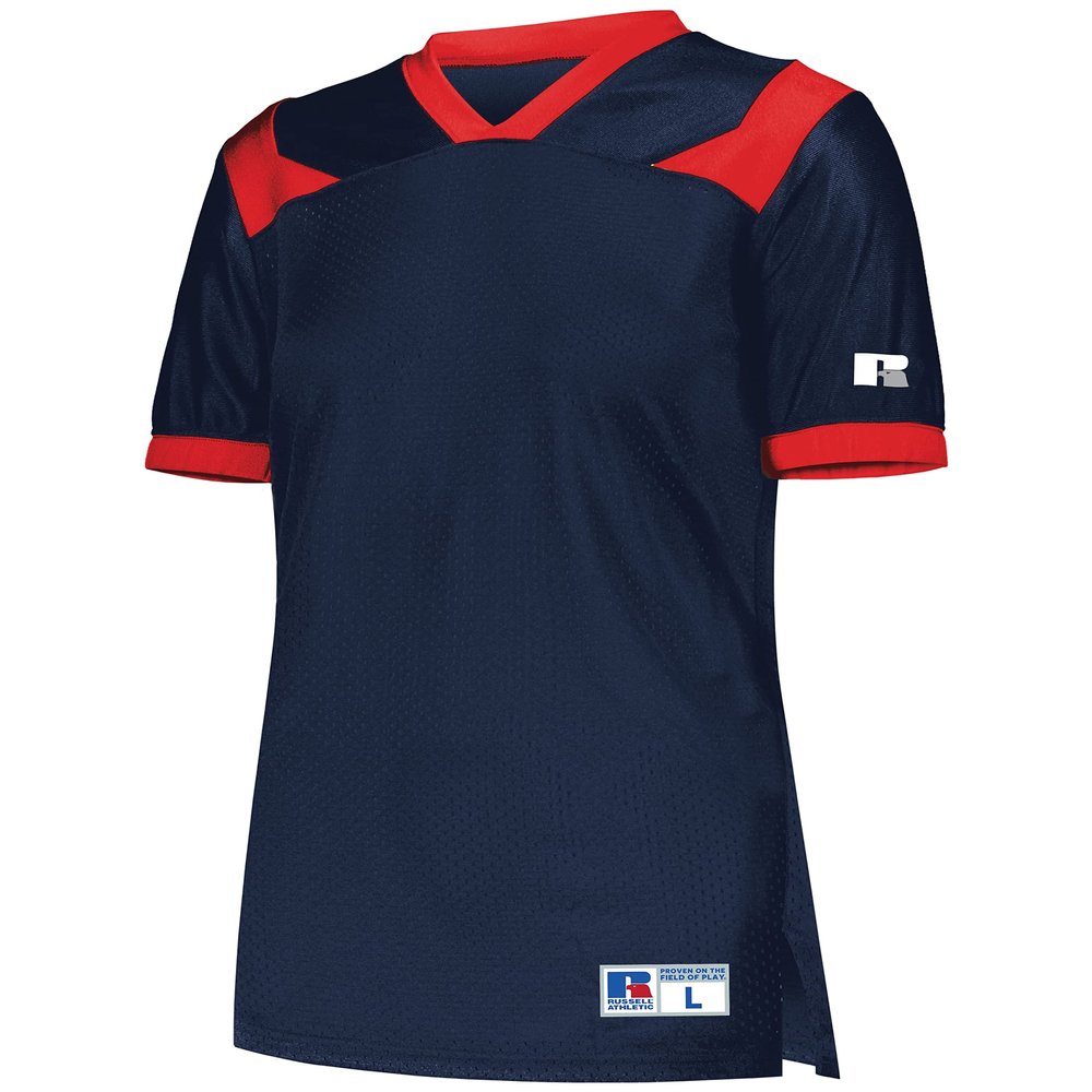 Russell Athletic Ladies Phenom6 Flag Football Jersey Elite Performance Mesh Football Shirt for Women, Perfect for Team Play & Training, Navy/True Red L