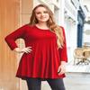 LARACE 3/4 Sleeve Shirts for Women Plus Size Tunic Dressy Top Loose Fit Flare T-Shirt(6X, Red) view 3