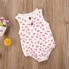 Goelsakurara Newborn Infant Baby Boy Girl Summer Outfits Sleeveless Cotton Linen Romper Bodysuit One Piece Overall Jumpsuit (Cherry,6-12 Months) view 2