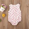 Goelsakurara Newborn Infant Baby Boy Girl Summer Outfits Sleeveless Cotton Linen Romper Bodysuit One Piece Overall Jumpsuit (Cherry,6-12 Months) view 3