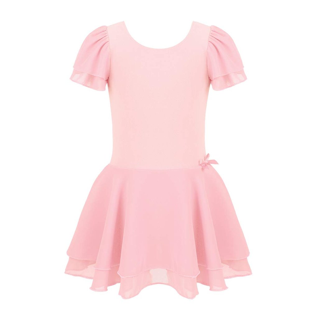 Aislor Kids Girls One Piece Ballet Dance Gymnastics Leotard Dress Stage Performing Dancewear Pink Dress 7-8 Years