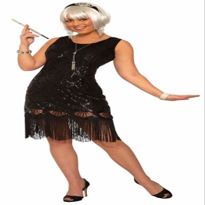 Forum Novelties Women's Roaring 20s Black Fringe Flapper Dress, As Shown, Medium/Large