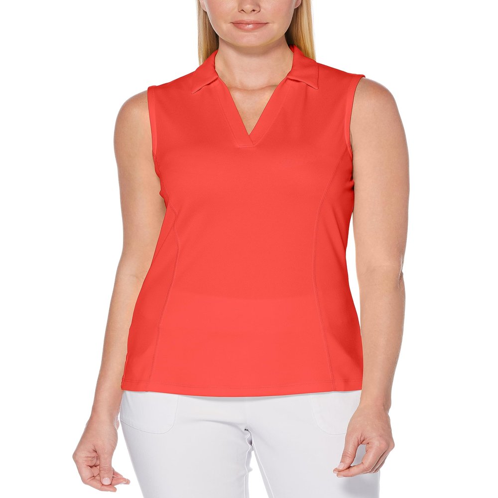 PGA TOUR womens Sleeveless Airflux Polo Golf Shirt, Lychee, Small US