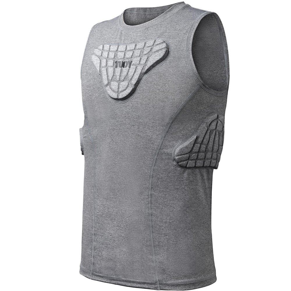 TUOY Youth Padded Shirt Chest Rib Protector Heart Guard Sternum Protective Compression Shirt for Baseball Football Basketball Lacrosse - Large