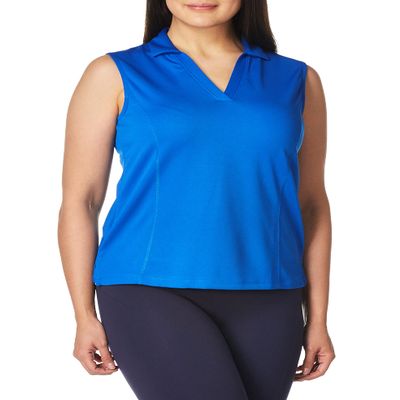 PGA Tour Womens Airflux Sleeveless Polo Golf Shirt, Princess Blue, Large US