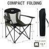 Portal Oversized Camping Chair Big and Tall Folding Camp Chair Portable Lawn Chairs Heavy Duty Foldable XXL Outdoor Camping Chair for Adults, Support Up to 600 lbs, Black/Grey view 3