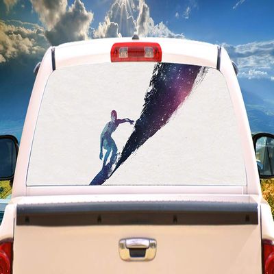 SignMission Surfing The Universe Rear Window Graphic Truck View Thru Vinyl Decal HD Graphics Professional Grade Material Universal Fit for Full Size Trucks Weatherproof Made in The U.S.A.