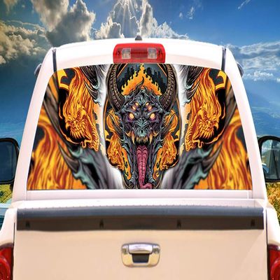 SignMission Demon Face Rear Window Graphic Truck View Thru Vinyl Decal HD Graphics Professional Grade Material Universal Fit for Full Size Trucks Weatherproof & Car Wash Safe Made in The U.S.A.
