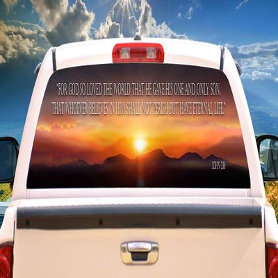 SignMission John 3_16 Rear Window Graphic Truck View Thru Vinyl Decal HD Graphics Professional Grade Material Universal Fit for Full Size Trucks Weatherproof & Car Wash Safe Made in The U.S.A.