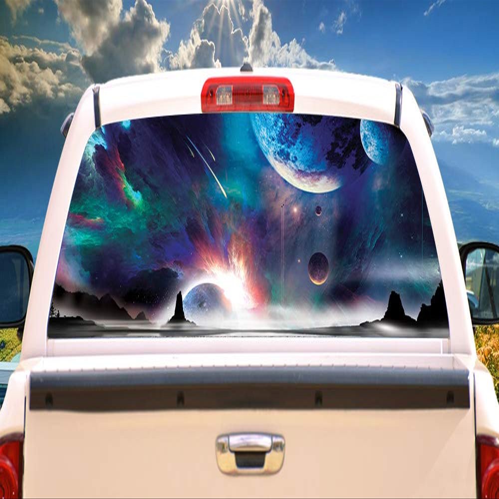 SignMission Space Horizon Rear Window Graphic Truck View Thru Vinyl Decal HD Graphics Professional Grade Material Universal Fit for Full Size Trucks Weatherproof & Car Wash Safe Made in The U.S.A.