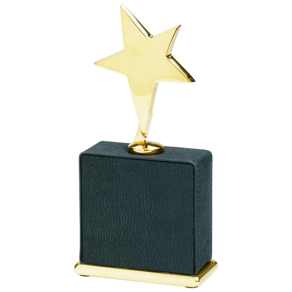 SHOP AWARDS AND GIFTS Customizable 7-3/4 x 3-1/2 Inch Black Leatherette Star Award, Includes Personalization