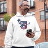 Tee Hunt USA Bald Eagle Sweatshirt Stars and Stripes Shield 4th of July Hoodie White Small view 2