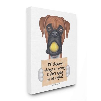 Stupell Industries Dog Humor 'If Chewing Things is Wrong' Boxer Quote Wall Art, 16 x 20, White