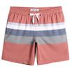 maamgic Mens 7" Stretch Swim Trunks Quick Dry Mesh Lining Swimwear Bathing Suits Stripe Orange Medium view 1