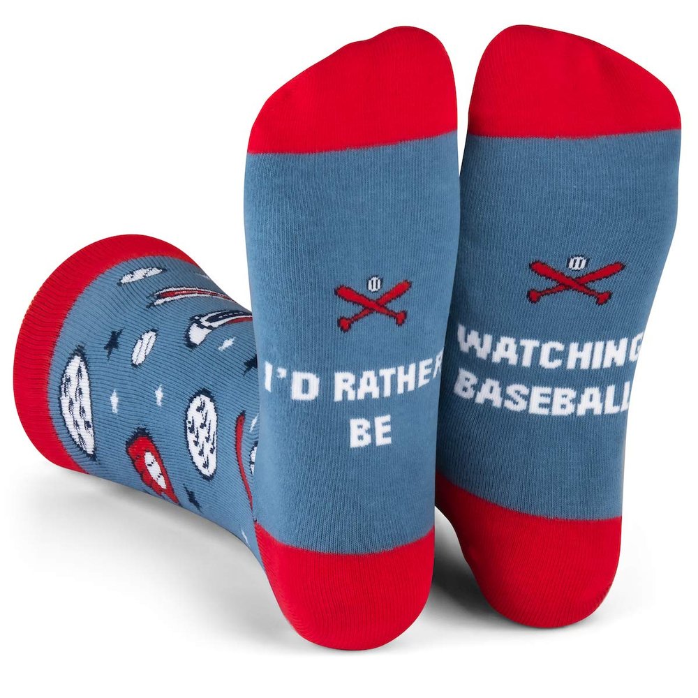 Lavley I'd Rather Be Watching Baseball Socks - Fun Gift for Baseball Fans, Players, and Coaches