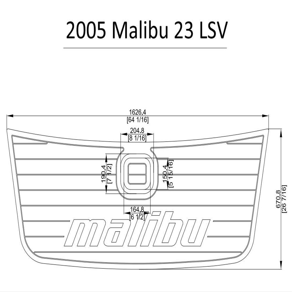JZ 2005 Malibu 23 LSV Swim Platform Pad with Logo Boat EVA Teak Decking 1/4" 6mm (Brown+Black)