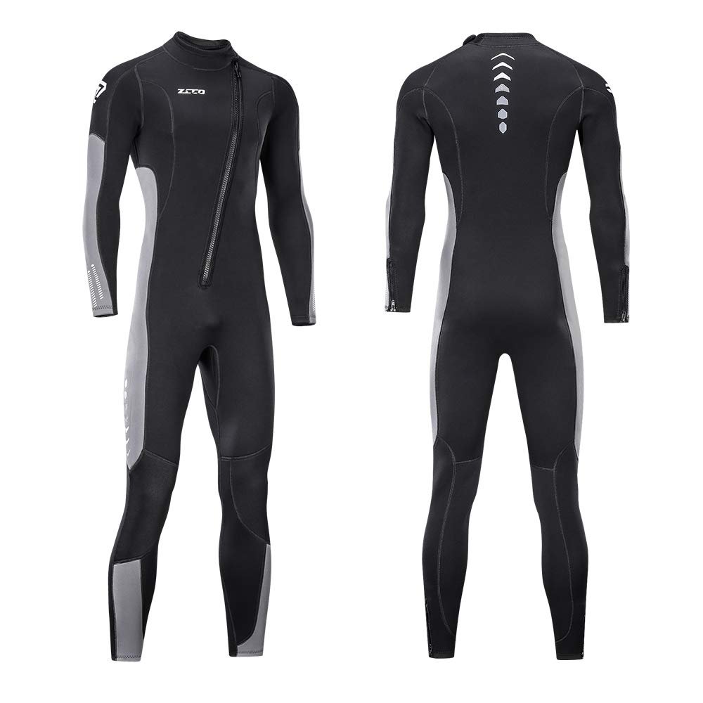 Ultra Stretch 3mm Neoprene Wetsuit, Front Zip Full Body Diving Suit, one Piece for Men & Women-Snorkeling, Scuba Diving Swimming, Surfing
