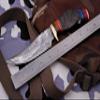 Hand Forged Damascus Hunting Knife Brass Guard Ram Horn Handle-AJ-2085 view 4
