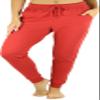 ToBeInStyle Women's Solid Print French Terry Jogger Pants - Rust- 2XL view 1