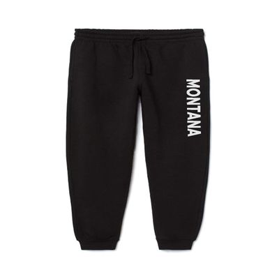 Daxton Adult Unisex Basic Black Jogger Sweatpants USA Cities States White Letters - Montana, M