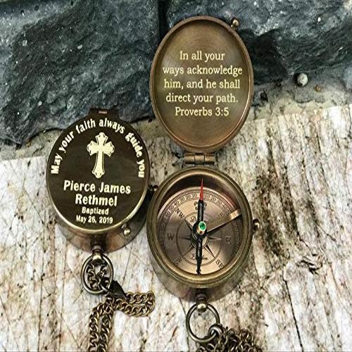 ARTIZANSTORE Compass, Engraved Compass, Baptism Gift, Baptism Compass, First Communion Gift Boy, Confirmation Gift, Personalized Compass