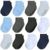 JAKIDAR 12 Pair Baby Toddler Socks Non-Slip Grip Cotton Ankle Socks for Boys Girls Non Skid Soles for Infants Kids, Sky Blue, 6-12 Months view 1