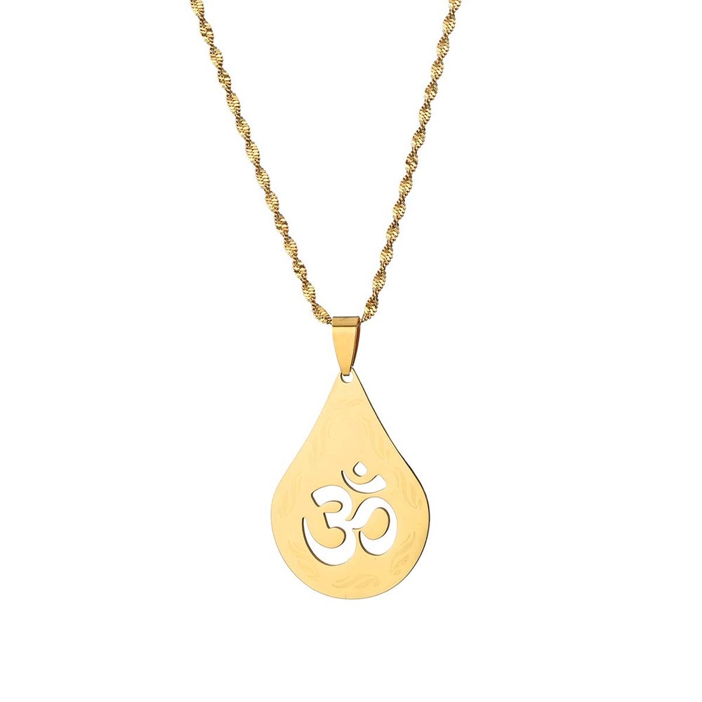 African Symbol Yoga Charm Pendant Necklace for Women Indian Hindoo Hindu Buddhist OM Jewelry