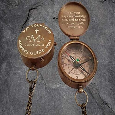 ARTIZANSTORE Baptism Gift, Baptism, Baptism Day Gift, Confirmation, Christening Gifts, Engraved Compass, Personalized Compass, Confirmation Gift
