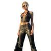 Women's Sexy PU Leather Crop Tops Halter Criss Cross Lace Up Camisole Vest for Casual Party Festival Rave Black view 2