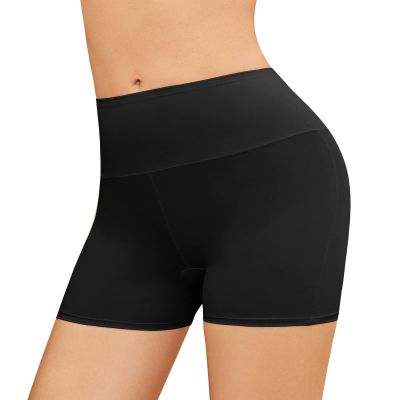 JOYSHAPER Women's Slip Shorts Under Dresses Comfortable Boyshorts Panties Nylon Spandex Underwear Stretch Shorts (Black, Medium)