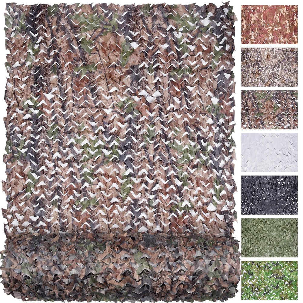 FLYEGO Camo Netting Camouflage Netting, Camo Net Bulk Roll Camouflage Mesh Nets for Hunting Blind Deer Stand Military Party Decorations Sunshade Shooting (4.9ft*49.2ft/1.5m*15m, Camo Bionic Leaves)