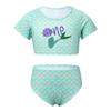 vastwit Big Girls Kids Two Piece Mermaid Rashguard Swimsuit Set Short Sleeve Tankini + Bottoms Swimwear Bathing Suit Lake_Green 8 view 1