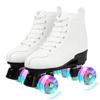 XUDREZ Classic Roller Skates High-Top Double-Row Leather Roller Skates for Women and Men (White Flash Wheel,36) view 1